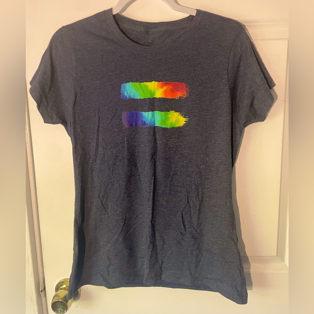 Grey T-Shirt with Rainbow Equality Symbol